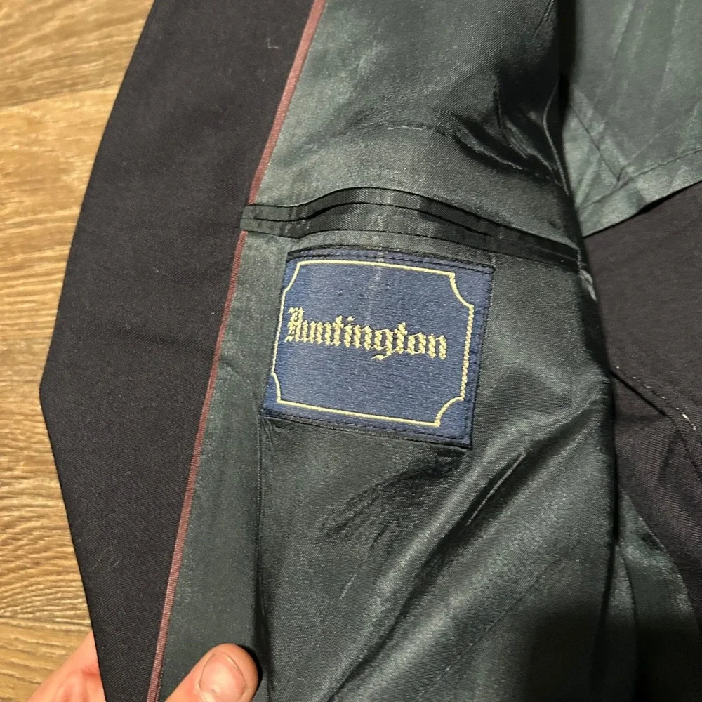 Huntington Blazer Mens 44R Navy Blue Wool 2-Button Sport Coat Made in USA